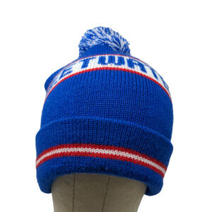 Cap America Men's Knit Beanie Hat Cap Blue Sweetwater Made in USA Pom Pom